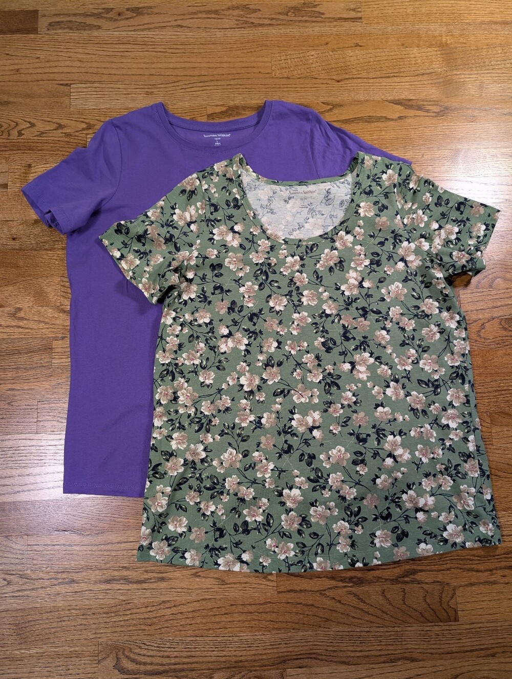 Woman Within Short Sleeve Tops Bundle Purple Green Floral Plus Size L 18/20
